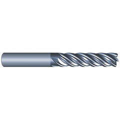 Corner Radius End Mill: 1/8″ Dia, 3/4″ LOC, 0.015″ Radius, 5 Flutes, Solid Carbide 2-1/2″ OAL, 1/8″ Shank Dia, Variable ° Helix, AlCrN Coated, Corner Radius End, Centercutting, Series Eliminator