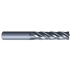 Corner Radius End Mill: 5/8″ Dia, 2-1/4″ LOC, 0.06″ Radius, 4 Flutes, Solid Carbide 5″ OAL, 5/8″ Shank Dia, Variable ° Helix, AlCrN Coated, Corner Radius End, Centercutting, Series Eliminator