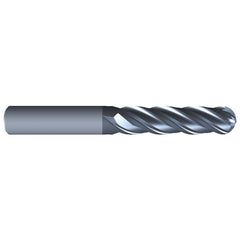 Eliminator - Ball End Mills; Mill Diameter (Inch): 7/16 ; Mill Diameter (Decimal Inch): 0.4375 ; Number of Flutes: 4 ; Length of Cut (Inch): 2 ; Material: Solid Carbide ; Overall Length (Inch): 4 - Exact Industrial Supply