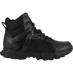 Work Boot: Size 13, 6″ High, Leather, Plain Toe Black, Medium Width, Non-Slip Sole