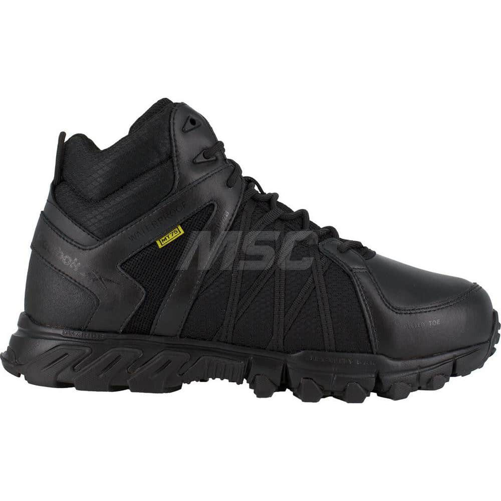 Work Boot: Size 10, Leather, Alloy Toe Black, Medium Width, Non-Slip Sole