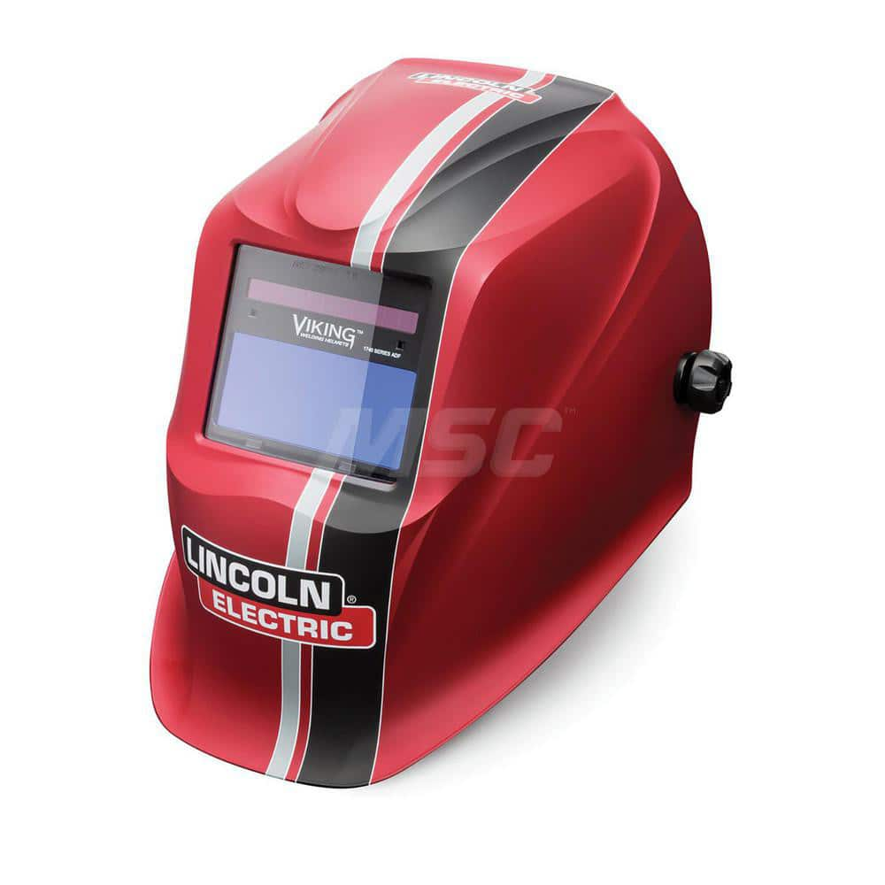 Welding Helmet: Red, Nylon, Shade 9 to 13, Ratchet Adjustment