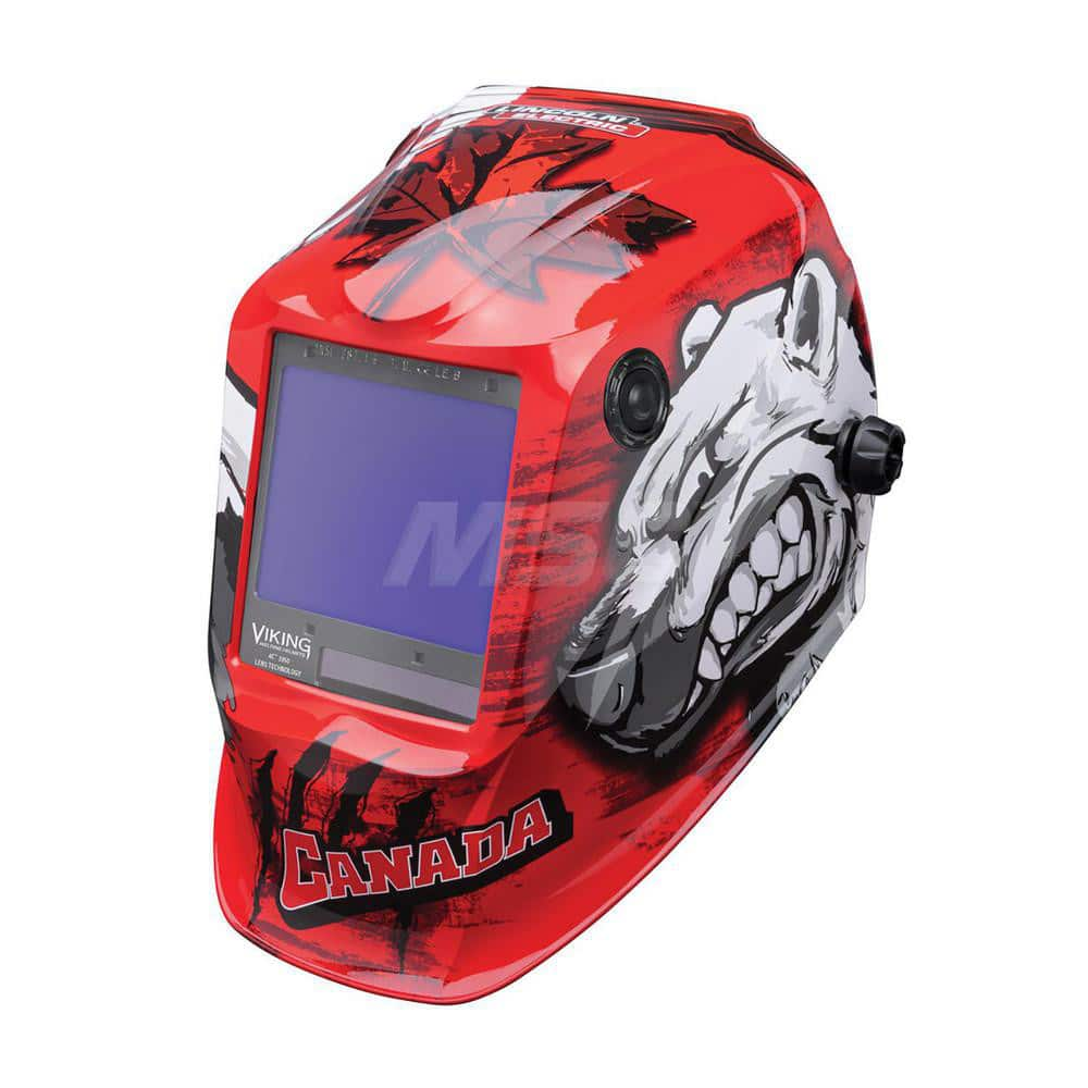 Welding Helmet: Red, Nylon, Shade 5 to 13, Ratchet Adjustment