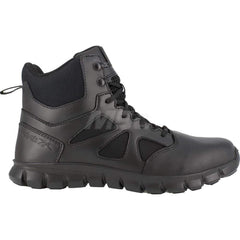 Work Boot: Size 7, 6″ High, Leather, Plain Toe Black, Medium Width, Non-Slip Sole