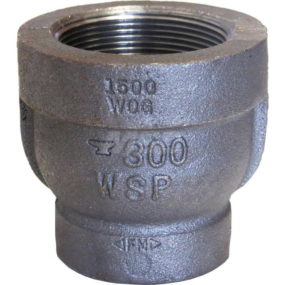 Black Reducing Coupling: 3/4 x 1/2″, 300 psi, Threaded Malleable Iron, Black Finish, Class 300