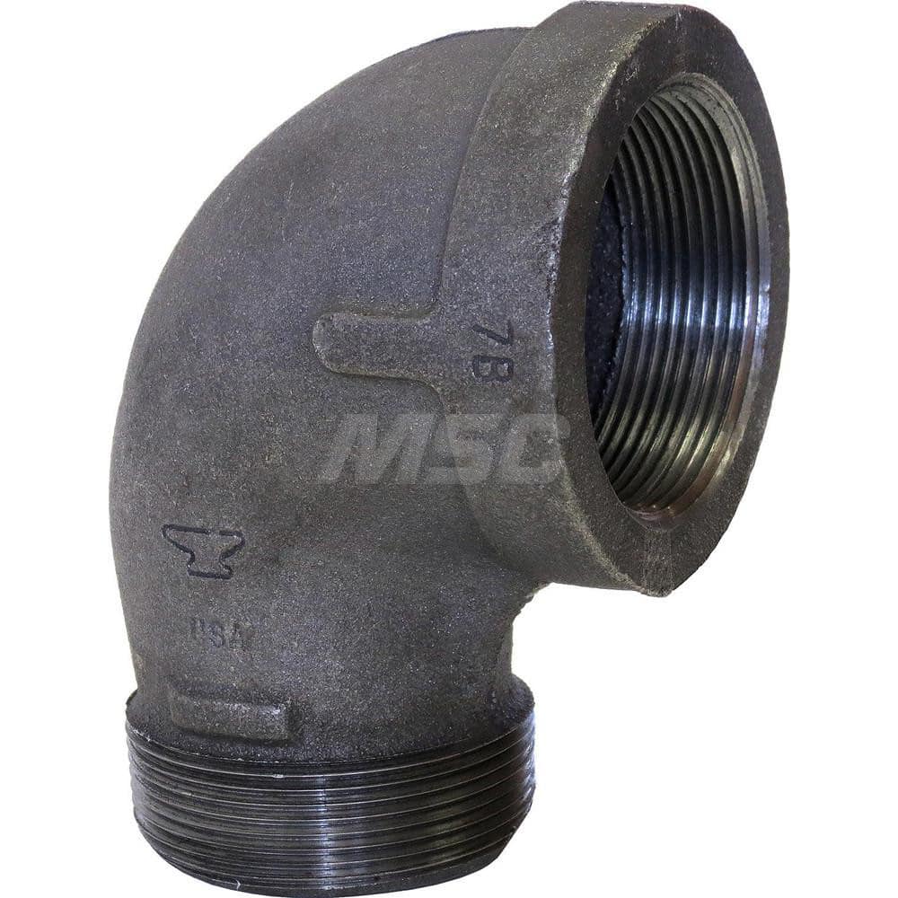 Black 90 ° Street Elbow: 1-1/4 x 1″, 150 psi, Threaded Malleable Iron, Black Finish, Class 150