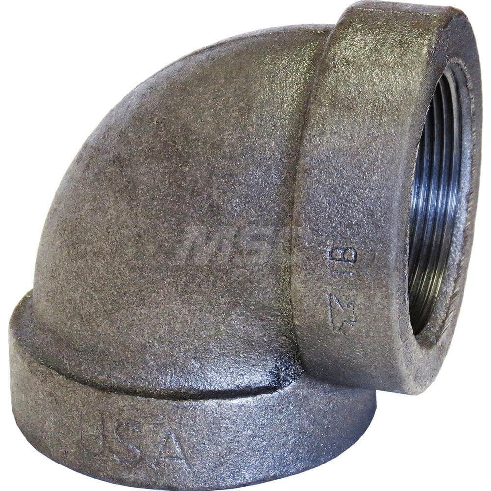 Black 90 ° Elbow: 8″, 125 psi, Threaded Cast Iron, Black Finish, Class 125