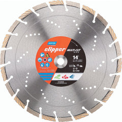 Wet & Dry Cut Saw Blade: 14″ Dia, 1″ Arbor Hole, 0.125″ Kerf Width, 22 Teeth High Speed Steel Teeth, Use on Concrete & Masonry, Standard Arbor