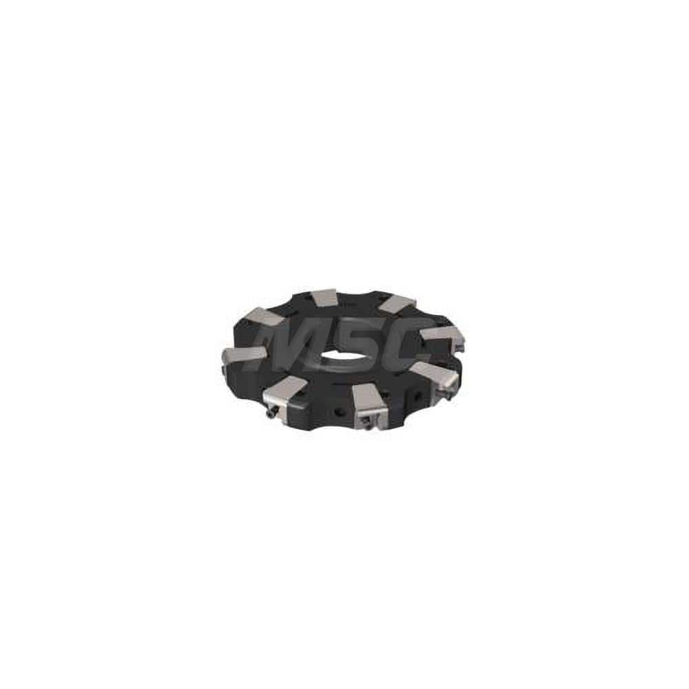 Indexable Slotting Cutter: 0.437'' Cutting Width, 5'' Cutter Dia, Arbor Hole Connection, 1.289'' Depth of Cut, 1.5'' Hole, Neutral Screw, Uses 8 XNHQ Inserts, 8 Teeth, Straight, Positive, Steel, Ni Finish