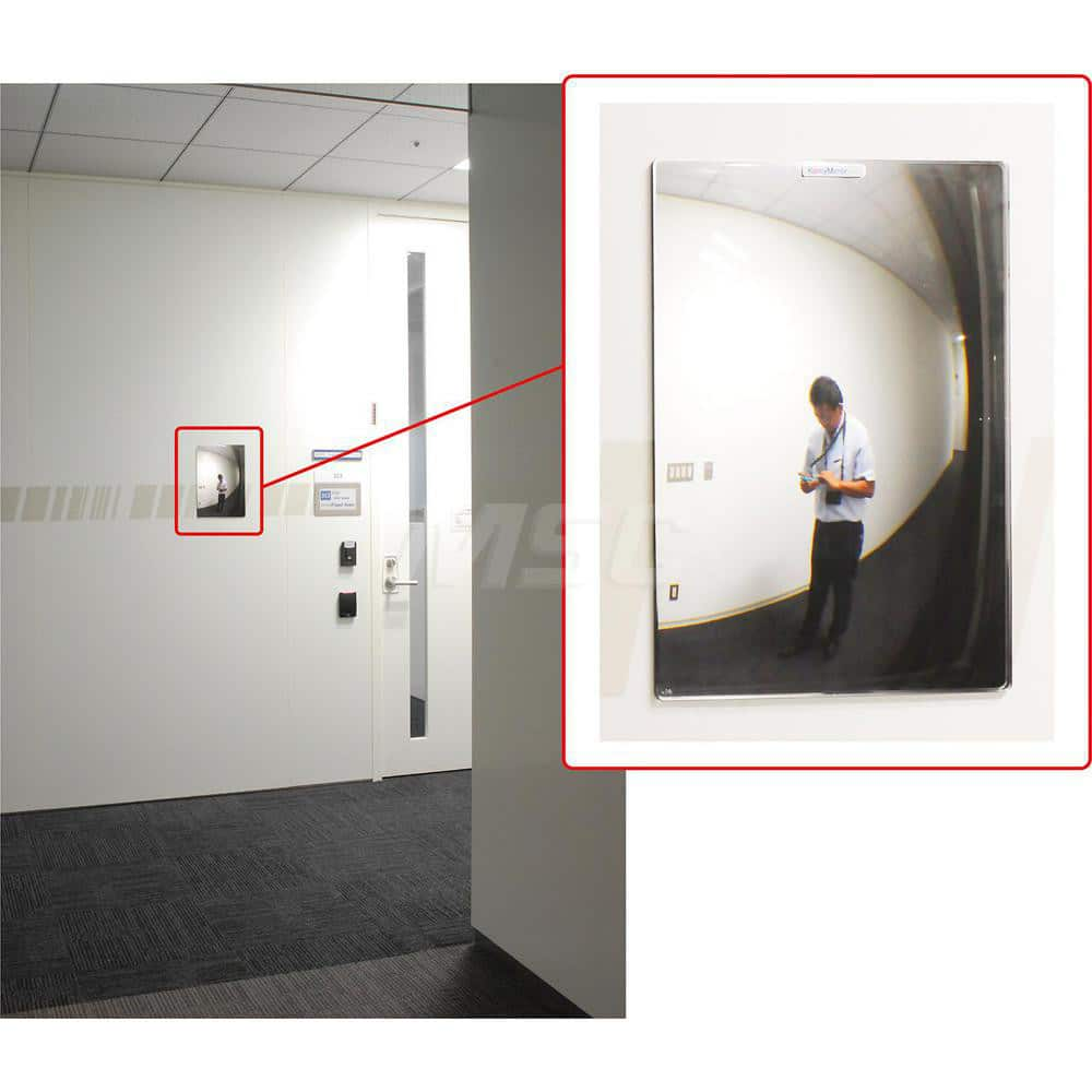 Flat, wide view mirror for corridor safety Medium size, single direction wide view