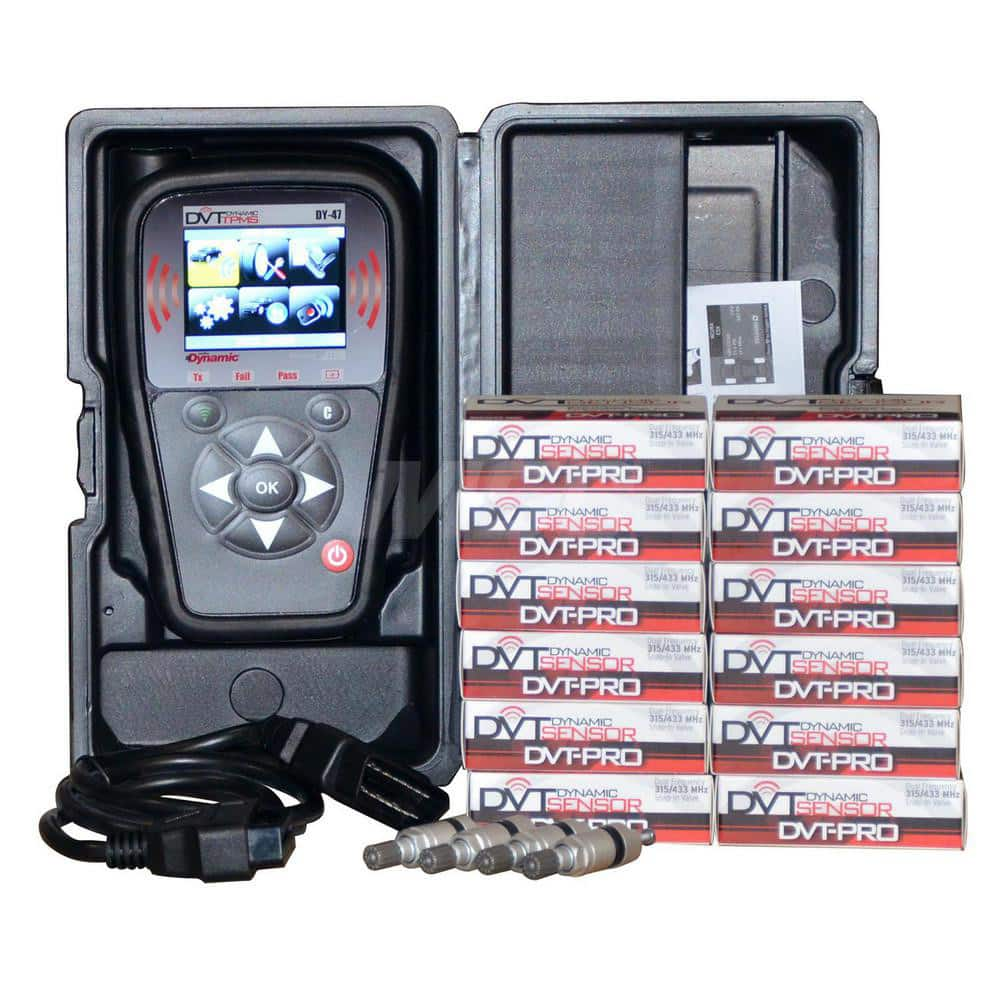 Tire Accessories; Accessory Type: TPMS Sensor Kit; For Use With: TPMS Tool; Features: (12) DVT-PRO Single Sensors, (4) 6-225 aluminum valve replacements, (1) DY-47 Tool with case, built-in OBDII II, cables and 5 yrear free software updates. 1-year warrant