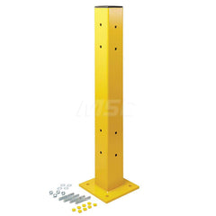 Traffic Guard Rail Mount Post: Built-In & In-Ground Mount, Steel, Yellow Use with Guard Rail