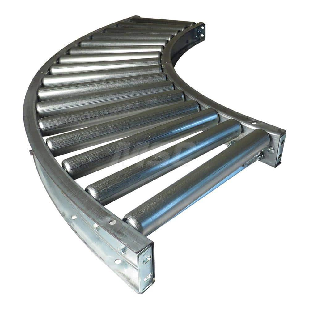 Gravity Conveyors; Conveyor Type: Roller; Component: 90 Degree Curved Conveyor; Telescopic: No; Roller Diameter (Decimal Inch): 1.9000; Overall Width: 13; Wheel Material: Galvanized Steel; Minimum Extended Length: 40.0000 in; Maximum Extended Length: 40.0