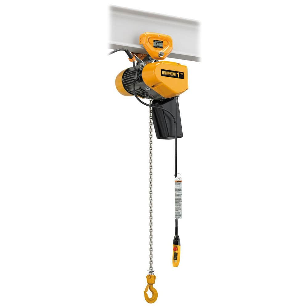 Electric Hoists; Work Load Limit: 1 TON; Controller: Pendant; Mount Type: Push Trolley; Brake Type: Load; Lifting Speed: 17 ft/min