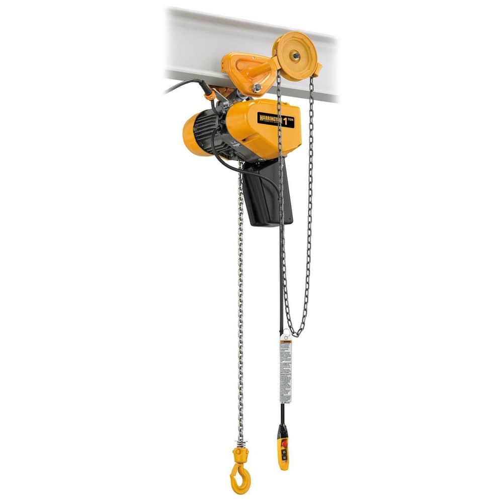 Electric Hoists; Work Load Limit: 0.5 TON; Controller: Pendant; Mount Type: Geared Trolley; Brake Type: Load; Lifting Speed: 25 ft/min