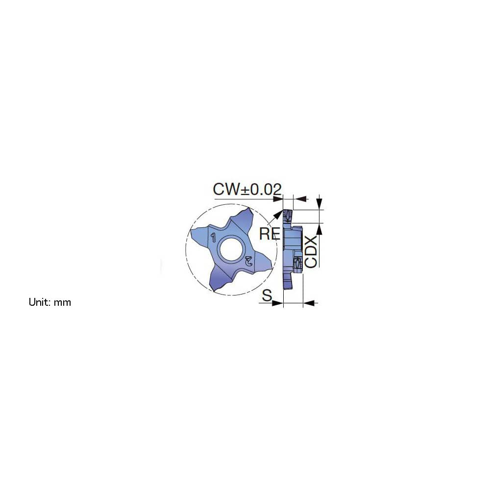 Grooving Insert: TCS3D AH7025, Solid Carbide TiAlN Finish, Right Hand, 0.098″ Cutting Width, Series TCS