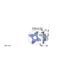 Grooving Insert: TCS3D AH7025, Solid Carbide TiAlN Finish, Right Hand, 0.077″ Cutting Width, Series TCS