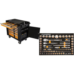 Tool Roller Cabinets; Overall Weight Capacity: 2000 lb; Drawer Capacity: 100 lb; Top Material: Steel; Color: Black; Orange; Overall Depth: 25.4 in; Overall Height: 41 in; Overall Width: 46; Drawer Slide Type: Ball Bearing; Drawer Gauge: 20 gauge; Cabinet