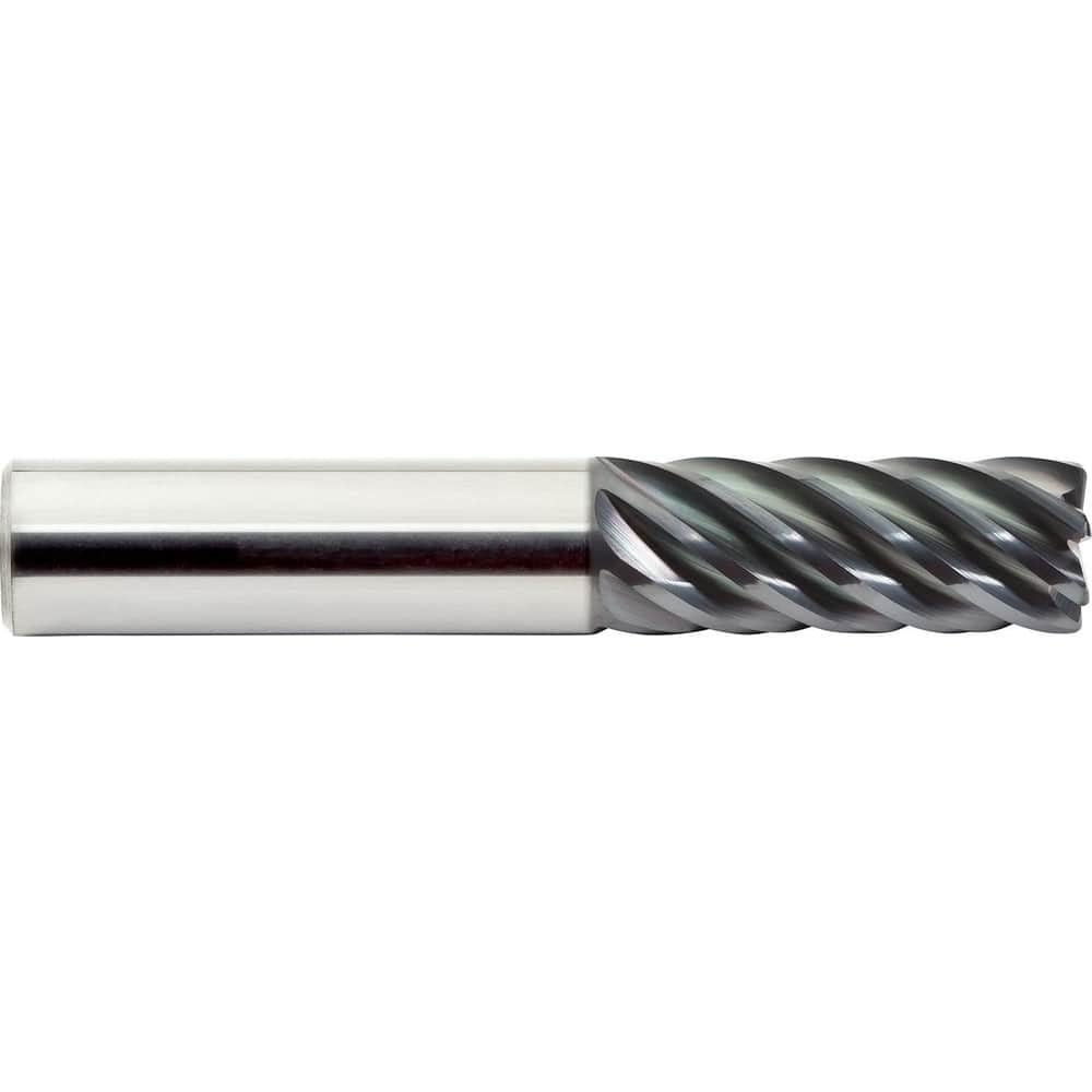 Corner Radius End Mill: 3/4″ Dia, 3-1/4″ LOC, 0.12″ Radius, 7 Flutes, Solid Carbide 6″ OAL, 3/4″ Shank Dia, Helix, ALtima Q Coated, Corner Radius End, Centercutting