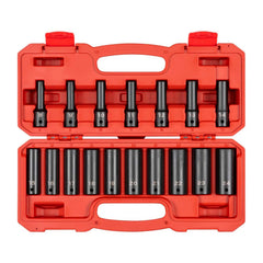 Socket Set: 17 Pc, 1/2″ Drive 12 Point, Manganese Phosphate Finish