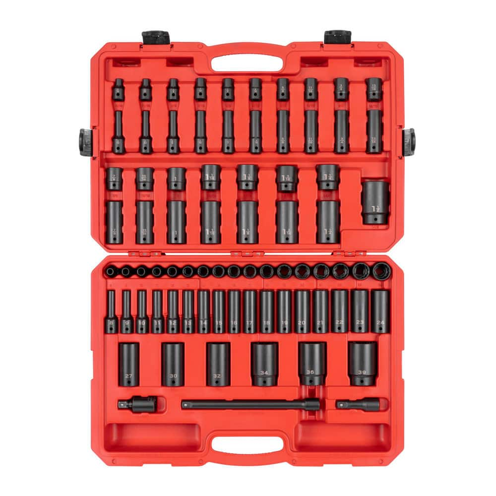 Socket Set: 78 Pc, 1/2″ Drive 12 Point, Manganese Phosphate Finish