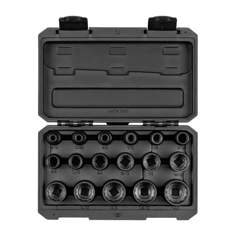 Socket Set: 17 Pc, 1/2″ Drive 12 Point, Manganese Phosphate Finish