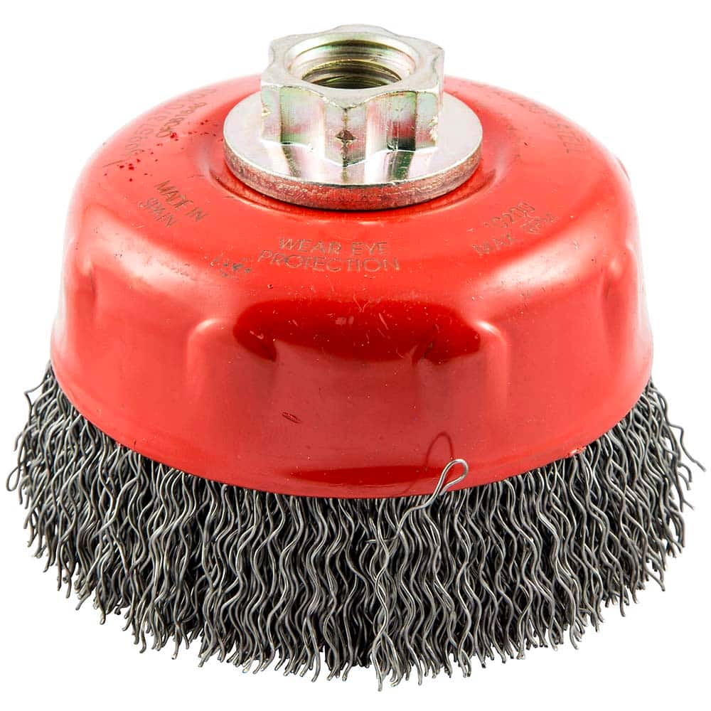 Norton - 4" Diam 5/8-11 Threaded Arbor Carbon Steel Fill Cup Brush - A1 Tooling