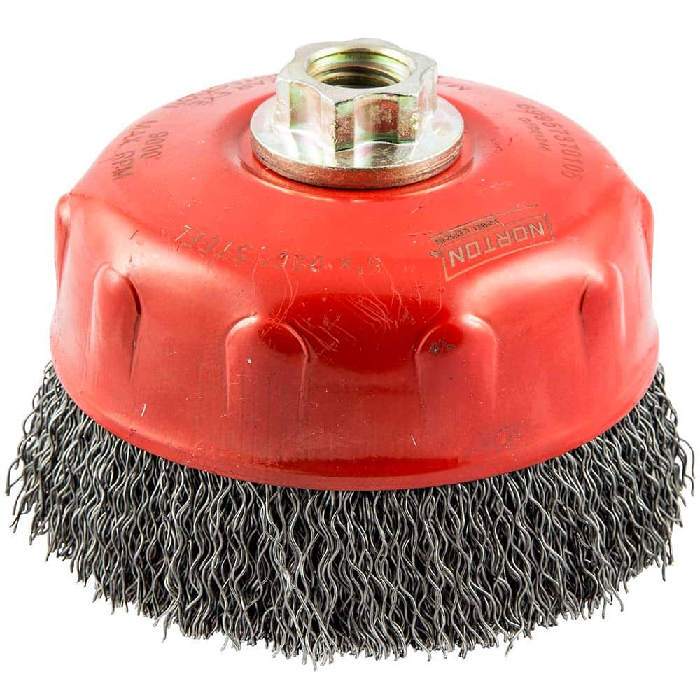 Norton - 5" Diam 5/8-11 Threaded Arbor Carbon Steel Fill Cup Brush - A1 Tooling