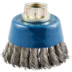 Norton - 2-3/4" Diam 5/8-11 Threaded Arbor Stainless Steel Fill Cup Brush - A1 Tooling