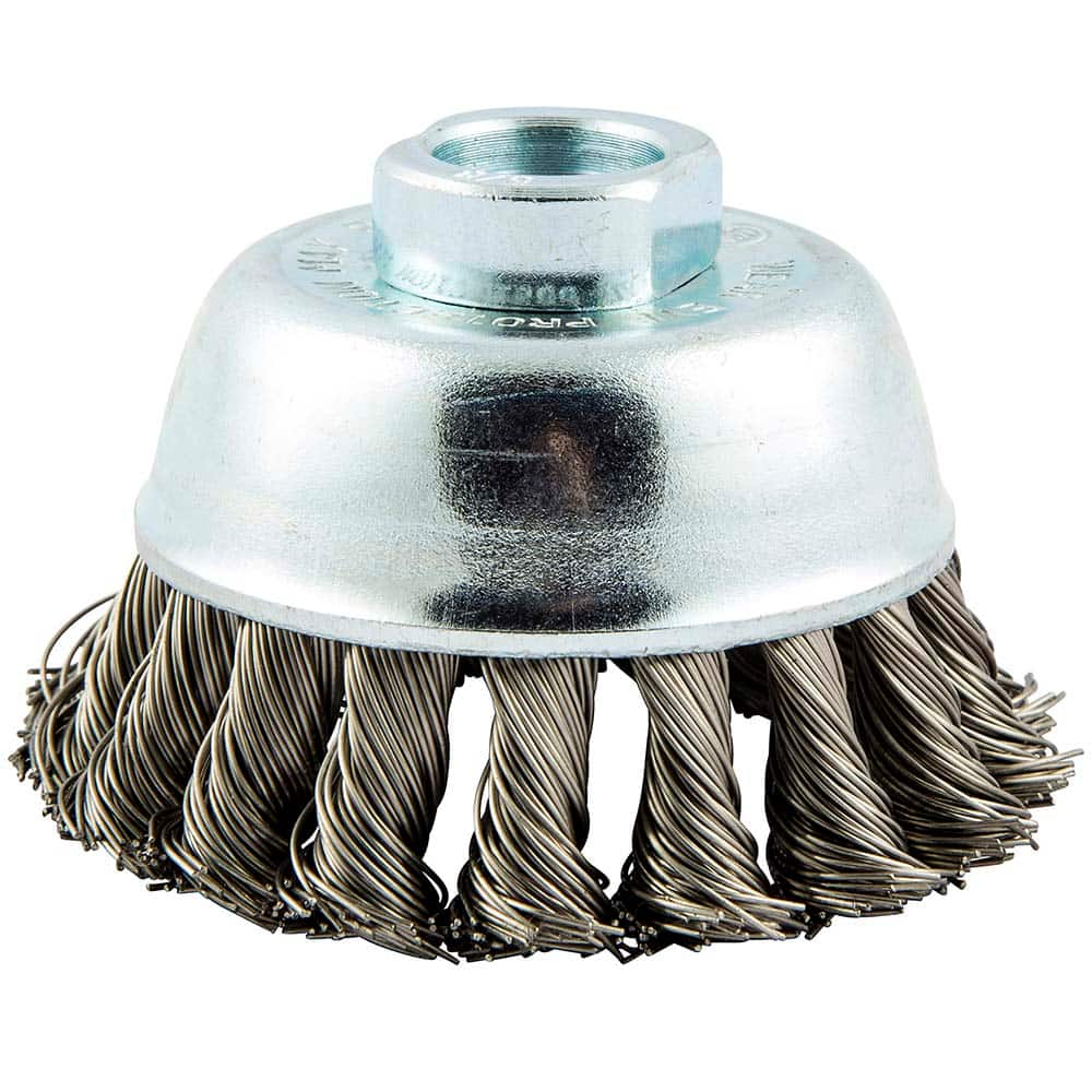 Norton - 3" Diam 5/8-11 Threaded Arbor Stainless Steel Fill Cup Brush - A1 Tooling