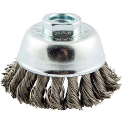 Norton - 2-3/4" Diam 5/8-11 Threaded Arbor Stainless Steel Fill Cup Brush - A1 Tooling