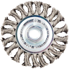 Norton - 4" OD, 5/8-11 Arbor Hole, Knotted Stainless Steel Wheel Brush - A1 Tooling