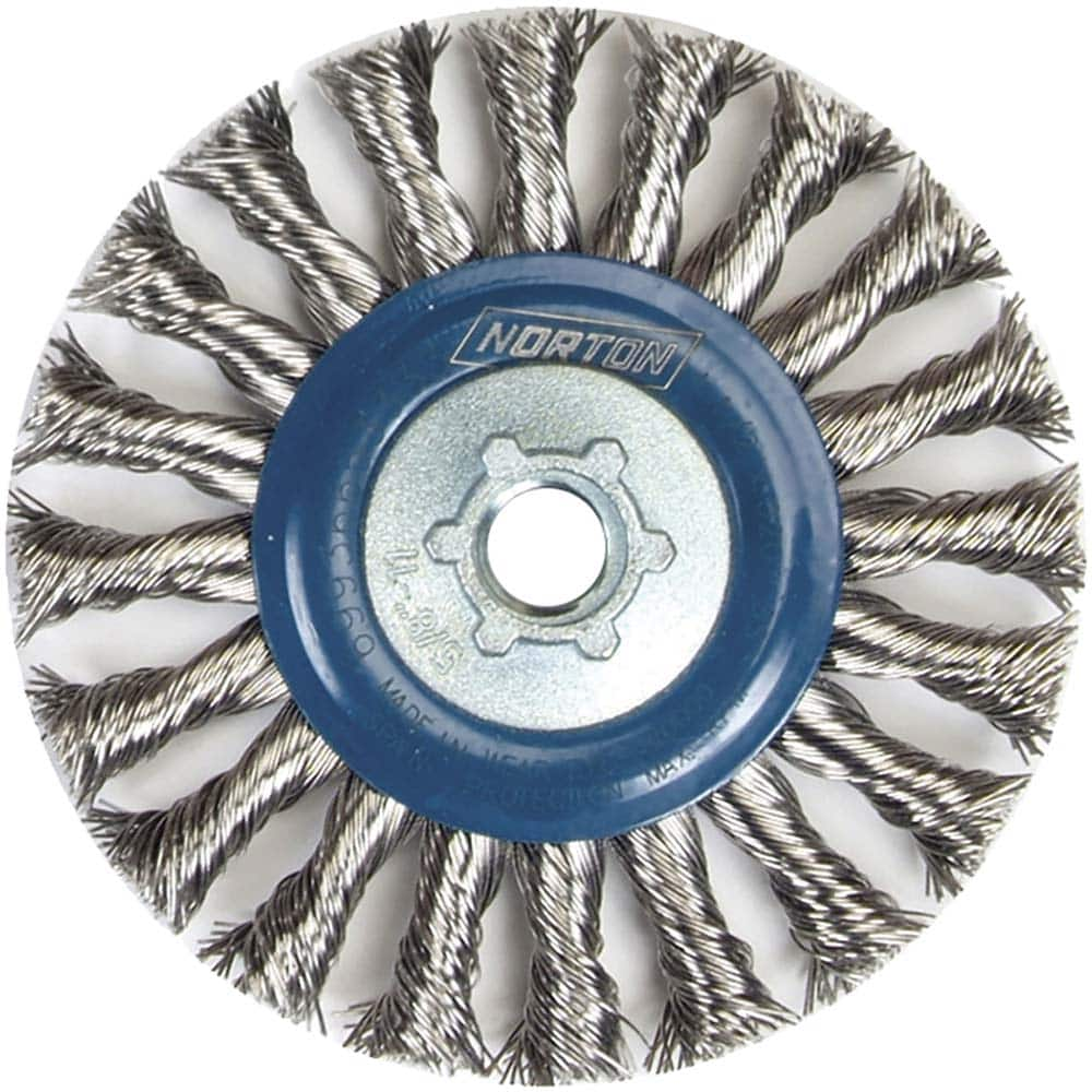 Norton - 5" OD, 5/8-11 Arbor Hole, Knotted Stainless Steel Wheel Brush - A1 Tooling