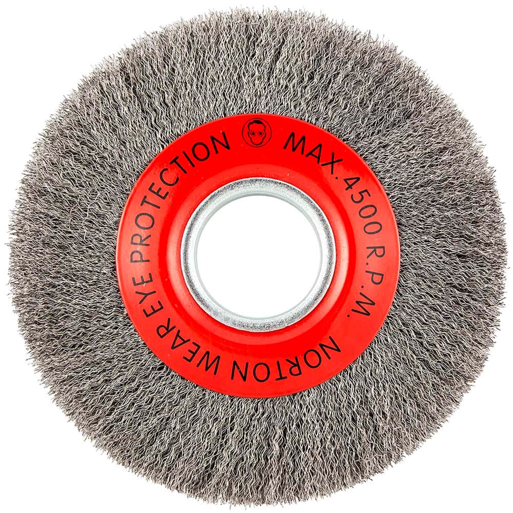 Norton - 8" OD, 2" Arbor Hole, Crimped Carbon Wheel Brush - A1 Tooling