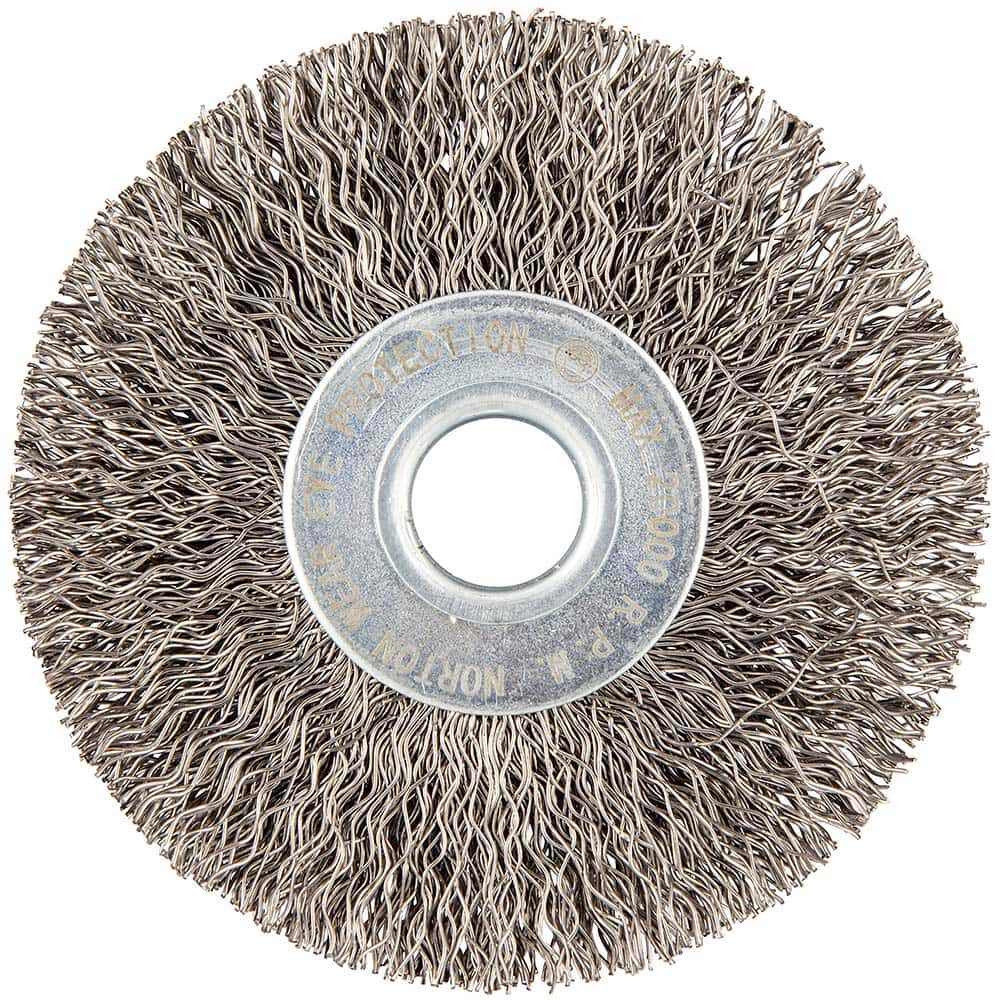 Norton - 3" OD, 1/2" Arbor Hole, Crimped Carbon Wheel Brush - A1 Tooling