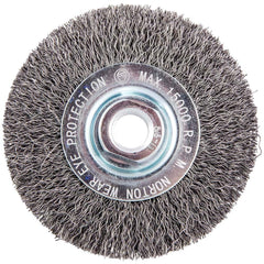 Norton - 4" OD, 5/8-11 Arbor Hole, Crimped Carbon Wheel Brush - A1 Tooling