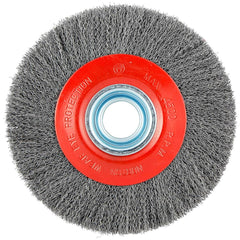 Norton - 8" OD, 1-1/4" Arbor Hole, Crimped Carbon Wheel Brush - A1 Tooling