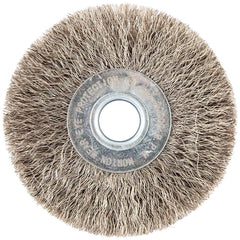 Norton - 3" OD, 1/2" Arbor Hole, Crimped Stainless Steel Wheel Brush - A1 Tooling