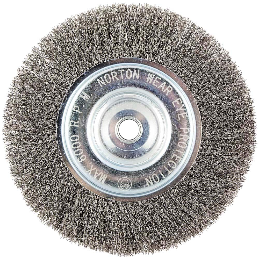 Norton - 8" OD, 5/8" Arbor Hole, Crimped Carbon Wheel Brush - A1 Tooling