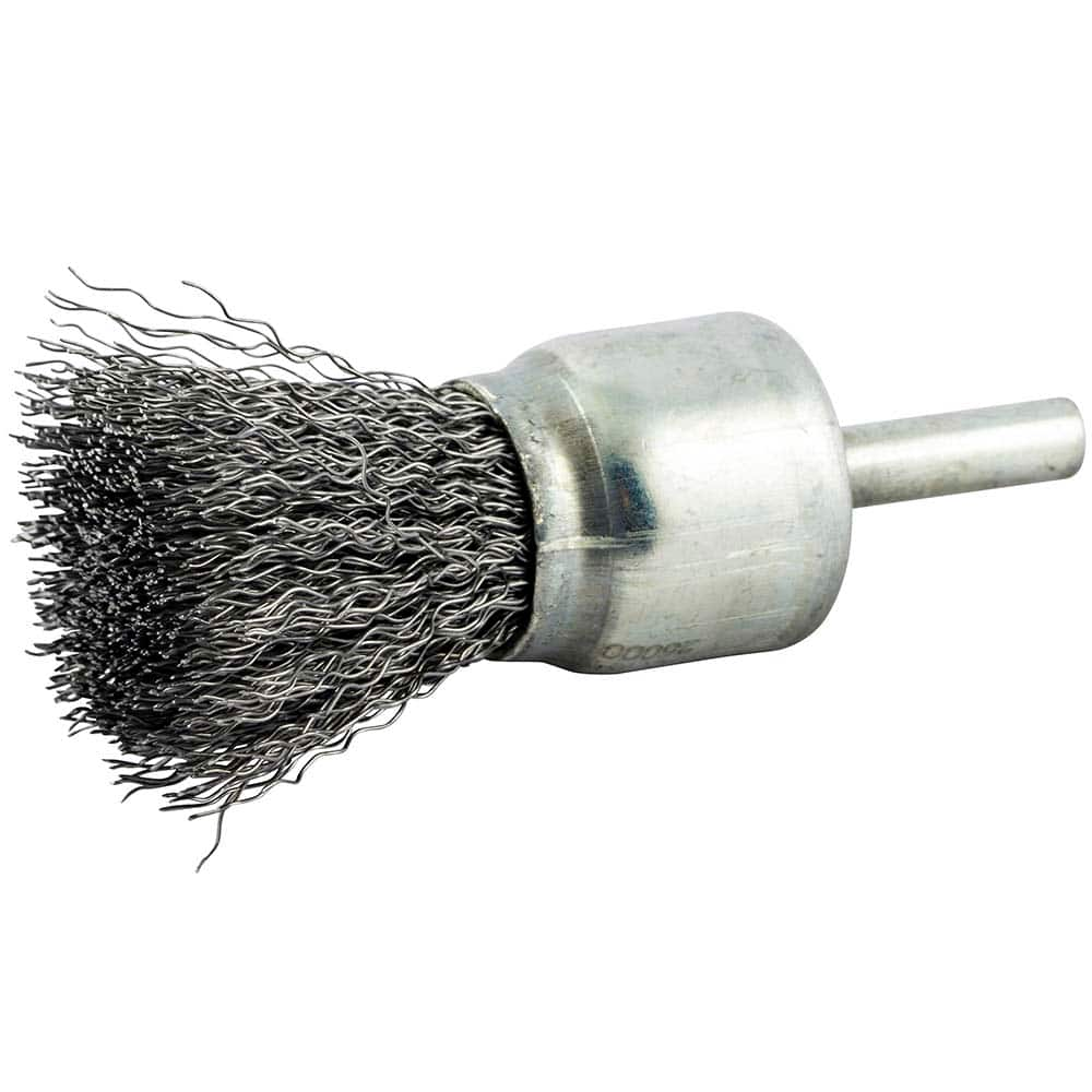 End Brushes: 1″ Dia, Carbon Steel, Crimped Wire 20,000 Max RPM