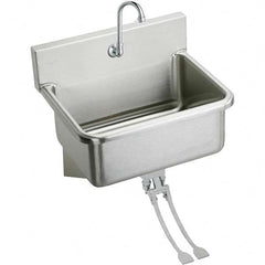 ELKAY - Stainless Steel Sinks Type: Hand Sink Wall Mount w/Double Knee Valve Outside Length: 25 (Inch) - A1 Tooling