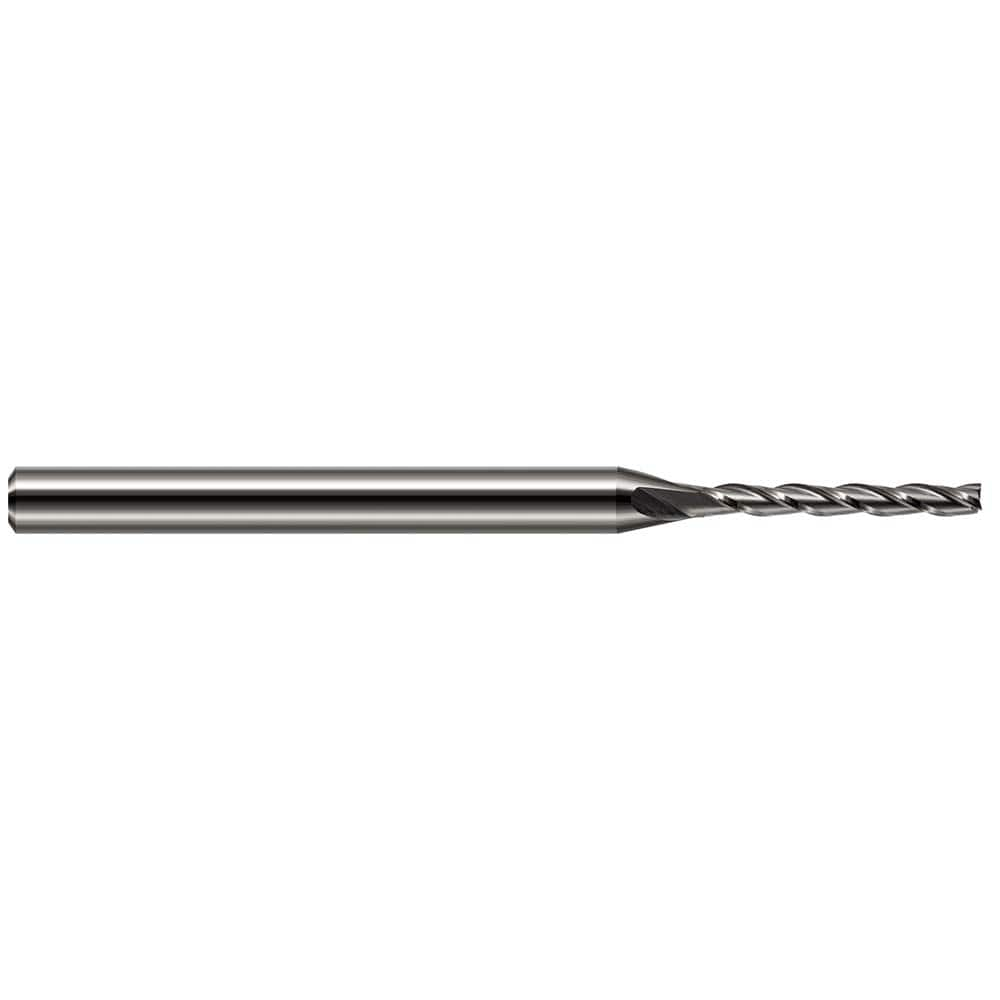 Square End Mill: 0.055'' Dia, 0.385'' LOC, 1/8'' Shank Dia, 2-1/2'' OAL, 3 Flutes, Solid Carbide Single End, Uncoated, 30 ° Helix, Centercutting, RH Cut, RH Flute