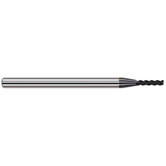 Corner Radius End Mill: 1/8″ Dia, 5/8″ LOC, 0.02″ Radius, 4 Flutes, Solid Carbide 2-1/2″ OAL, 1″ Shank Dia, Helix, AlTiN Coated, Corner Radius End, Centercutting