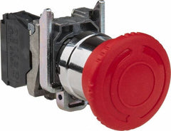 Schneider Electric - 22mm Mount Hole, Extended Mushroom Head, Pushbutton Switch Only - Round, Red Pushbutton, Illuminated, Maintained (MA), Shock and Vibration Resistant - A1 Tooling