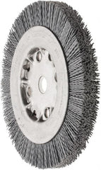 Weiler - 6" OD, 5/8" Arbor Hole, Crimped Nylon Wheel Brush - 5/8" Face Width, 7/8" Trim Length, 0.035" Filament Diam, 4,500 RPM - A1 Tooling