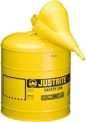 Justrite - 5 Gal Galvanized Steel Type I Safety Can - 16-7/8" High x 11-3/4" Diam, Yellow - A1 Tooling