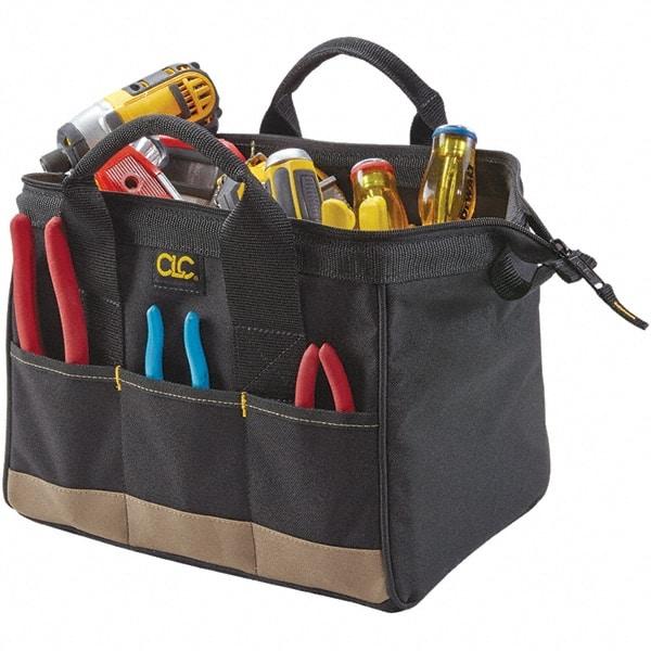 CLC - 14 Pocket Black & Khaki Polyester Tool Bag - 14" Wide x 8-1/2" Deep x 8" High - A1 Tooling