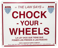 Vestil - "Chock Your Wheels", Aluminum Safety Sign - Use for Accident Prevention - A1 Tooling