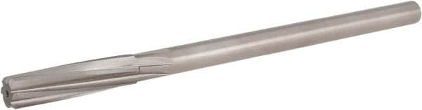 Hertel - 17/32" High Speed Steel 6 Flute Chucking Reamer - Spiral Flute, 0.4355" Straight Shank, 2" Flute Length, 8" OAL - A1 Tooling