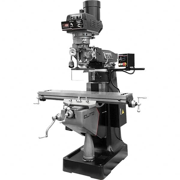 Jet - 9" Table Width x 49" Table Length, Electronic Variable Speed Control, 3 Phase Knee Milling Machine - R8 Spindle Taper, 3 hp - A1 Tooling